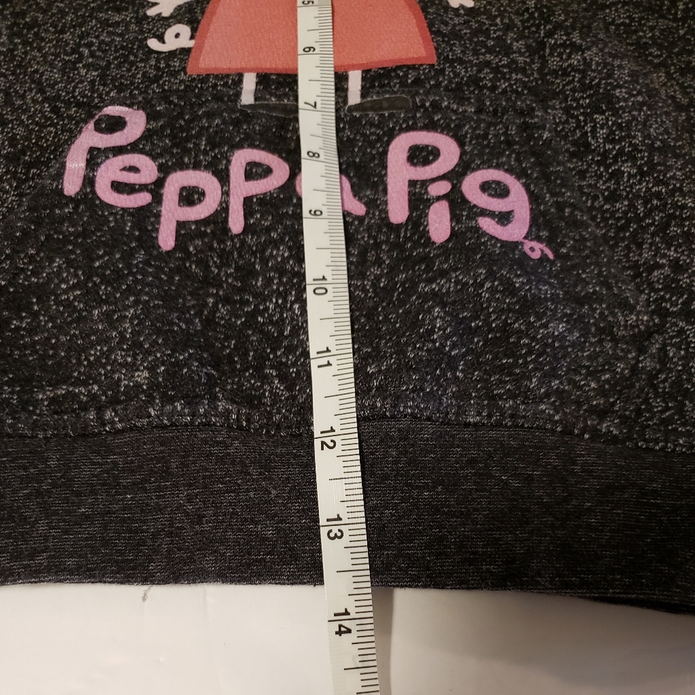 Peppa Pig Girls Hooded Gray Sweatshirt w/ Front Pocket Jon Lauren Apparel Small - Picture 7 of 7